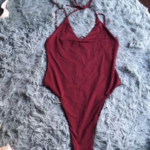 French Cut maroon one piece size small